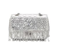 UERSJWYSO Women Evening Bags Sparkly Rhinestone Crystal Party Prom Clutch Purse Elegant Handbags with Chain Top Handle,Silver