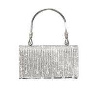 UERSJWYSO Women's Evening Bag Clutch Purses Sparkly Rhinestone Tassel Handbags with Top Handle for Wedding Party Cocktail,Silver