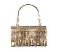 UERSJWYSO Women's Evening Bag Clutch Purses Sparkly Rhinestone Tassel Handbags with Top Handle for Wedding Party Cocktail,Gold