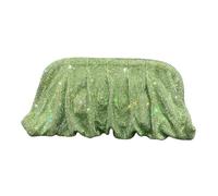 UERSJWYSO Women's Sparkly Rhinestone Evening Clutch Purse Chain Pleated Shoulder Bag Dumpling Bag for Wedding Party,Green