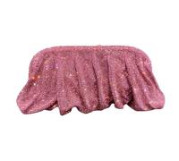 UERSJWYSO Women's Sparkly Rhinestone Evening Clutch Purse Chain Pleated Shoulder Bag Dumpling Bag for Wedding Party,Pink