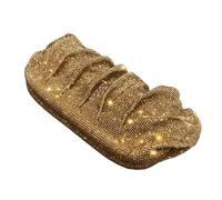 UERSJWYSO Women's Sparkly Rhinestone Evening Clutch Purse Chain Pleated Shoulder Bag Dumpling Bag for Wedding Party,Gold 2