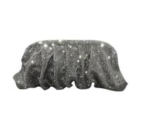 UERSJWYSO Women's Sparkly Rhinestone Evening Clutch Purse Chain Pleated Shoulder Bag Dumpling Bag for Wedding Party,Gray