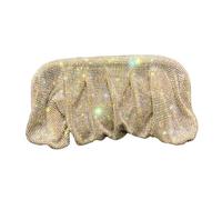 UERSJWYSO Women's Sparkly Rhinestone Evening Clutch Purse Chain Pleated Shoulder Bag Dumpling Bag for Wedding Party,Gold 3