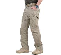 UERSUR Tactical Waterproof Pants Men,Tactical Cargo Pants for Outdoor Survival Camping,Tactical Trousers (UK, Alpha, 3XL, Regular, Regular, Khaki)
