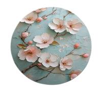 UERWOWELL 100cm Washable Round Rug Oriental Elegant Area Rug Cherry Blossom Branch Texture Circular Rugs Romantic Kitchen Floor Mat with Non Slip Backing Non-slip Low Pile Carpet