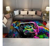 UERWOWELL Abstract Animals Gorilla Area Rugs Highlighters Lines Rainbow Carpets for Hallway Colourful Fluffy Rugs for Kitchen Farmhouse Floor Mat 120x200cm