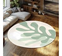 UERWOWELL Abstract Art Round Rug 150cm Classic Famous Painting Green Plants and White Dot Print Low Pile Floor Mats for Living Rooms Sofa