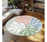 UERWOWELL Abstract Coral Round Rug 150cm Classic Famous Painting Colorful Water Plants Print Low Pile Floor Mats for Living Rooms Dorm Entry