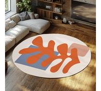 UERWOWELL Abstract Coral Round Rug 180cm Minimalist Geometric Classic Famous Painting Print Low Pile Floor Mats for Living Rooms Dorm Office