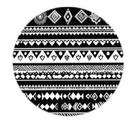 UERWOWELL Black White Round Area Rug 90cm Minimalist Nordic Boho Rug Non Slip Washable Carpet Foldable Low Pile Classic Tribal Geometric Floor Covering for Living Room Bedroom Dining