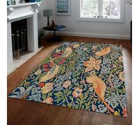 UERWOWELL Blue Washable Area Rug Strawberry Thief William Morris Floor Carpet Boho Style Carpet for Bathroom Living Room Bedroom Kitchen Office 60x120cm