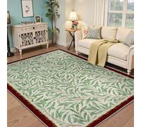 UERWOWELL Boho Style Living Room Rugs 120x180cm Sage Green Willow Leaf Print Front Door Mat Bedroom Kitchen Office Indoor Outdoor Carpet Easy Clean