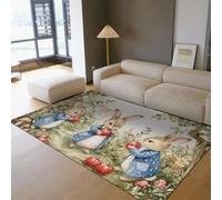 UERWOWELL Cartoon Forest Kitchen Rugs Red Tomatoes and Mushroom Pattern Washable Low Pile Mat 180x270cm Fall Harvest Rabbits Dining Room Floor Decor