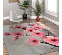 UERWOWELL Cherry Blossom Area Rugs Watercolor Floral Art Low Pile Carpet for Living Room Bedroom Entryway Relaxation Home Decor Washable 180x270cm