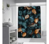 UERWOWELL Dark Tropical Leaves Shower Curtain Boho Bathroom Decoration Waterproof Polyester Bath Curtain Set with Hooks Extra Long Cloth Fabric W240xL180 cm