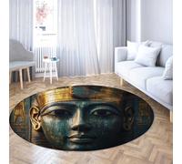 UERWOWELL Exotic Style Floor Carpet 100cm - Ancient Pharaoh and Egyptian Symbols Pattern Round Rugs Low Pile Washable Studio Library Museum Decor