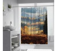 UERWOWELL Fall Forest Scenery Shower Curtain Wilderness Mountain Meadow Bath Curtains Washable Polyester Autumnal Bathroom Decor Extra Long Cloth Fabric W240xL180 cm