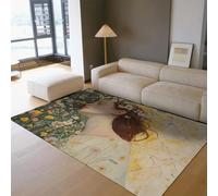 UERWOWELL Floral Illustration Style Area Rugs 140x200cm Abstract Female Portrait Patterns Low Pile Carpet Easy Clean for Living Room Bedroom Decor