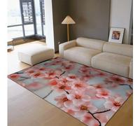 UERWOWELL Good Luck Area Rugs Romantic Love Peach Blossom Low Pile Carpet for Living Room Lounge Runners for Hallways With Rubber Backing 140x220cm
