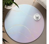 UERWOWELL Gradient 180cm Round Rugs Modern Minimalist Yellow Geometric Lines Print Washable Low Pile Indoor Carpet for Office Bedroom Living Room