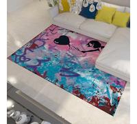 UERWOWELL Graffiti Kids Area Rugs for Living Room Banksy Style Balloon Girl Throw Rugs for Bedroom Low Pile Door Mat with Rubber Backing Washable 150x240cm
