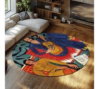 UERWOWELL Guitarist Round Rug 90cm Classic Famous Painting The La musique Print Thin Floor Mats for Living Room Classroom Dorm Balcony Studio