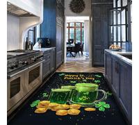 UERWOWELL Happy St. Patrick’s Day Area Rugs 90x150cm Green Beer Mug Pattern Thin Carpet Irish Style Festive Party Entryway Décor Non Slip Floor Mat