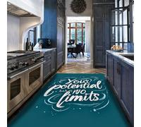 UERWOWELL Inspirational Style Area Rugs 100x150cm Motivational Quote Print Blue and White Carpet for Living Room Bedroom Washable Thin Kitchen Mats