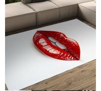 UERWOWELL Large White Carpet 150x210cm Fashion Red Lips Print Non Slip Rugs for Dressing Room Girl's Boudoir Low Pile Washable All Season Home Decor