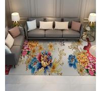 UERWOWELL Luxury Floral Office Rug Vibrant Peony Flowers & Magnolia Print Low Pile Carpets for Living Room Elegant Oriental Blossom Floor Decor 180x280cm