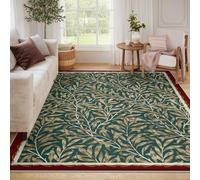 UERWOWELL Machine Washable Living Room Rugs 120x200cm Vintage Style Willow Leaf Print Indoor Door Mat Bedroom Kitchen Office Large Carpet Easy Clean