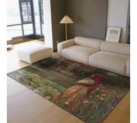 UERWOWELL Medieval Scene Floor Rugs 120x200cm Vintage Castle Elegant Lady Pattern Low Pile Carpet for Bedroom Living Room Chic Water Lilies Floor Mat