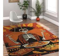 UERWOWELL Mexican Style 180x270cm Area Rugs Day of the Dead Halloween Decor Delicious Feast Pattern Floor Mat Cozy Washable Low Pile Carpet for Living Room Patio