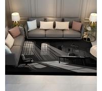 UERWOWELL Minimalist Area Rug 120x200cm Modern Study with Natural Light Stripes Carpets Thin Non-Slip Floor Decor for Office Living Room Library