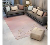 UERWOWELL Modern Aesthetic Pink 140x220cm Area Rugs Minimalist Style Abstract Branch Print Washable Low Pile Indoor Floor Mat for Bedroom Powder Room