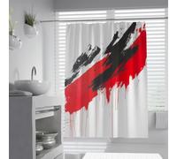 UERWOWELL Modern Paint Splatter Shower Curtain Red Black Brush Strokes Abstract Art Bathroom Decor Quick Dry Washable Polyester Fabric Shower Curtain W120xL200 cm