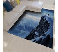 UERWOWELL Mountain Adventure Style Area Rugs Snowy Peak Landscapes Thin Carpet for Living Room Bedroom Office High Traffic Areas Washable 100x200cm