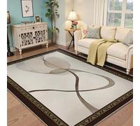 UERWOWELL Nordic Style Thin Area Rugs 120x180cm Abstract Geometric Minimalistic Line Art Print Carpet Boho Brown Border Doormat for Hallway Office