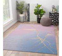 UERWOWELL Pastel Marble Style 180x340cm Area Rugs Modern Minimalist Yellow Crack Pattern Washable Thin Indoor Carpet for Office Bedroom Living Room