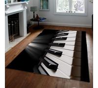 UERWOWELL Piano Keys Washable Rug 120x200cm Black and White Keyboard Pattern Thin Carpets Modern Minimalist Floor Decor for Living Room Classroom