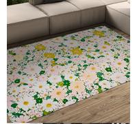 UERWOWELL Relaxation Floral Area Rugs Boho Style Refreshing Flowers Low Pile Carpet for Nursery Room Playroom Entrance Washable Non Slip 140x220cm