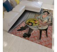 UERWOWELL Retro Area Rug 90x150cm Classic Famous Painting The Woman at the Window Print Thin Floor Mats for Living Dining Room Kitchen Balcony