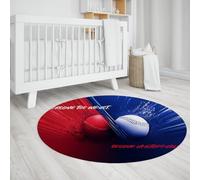 UERWOWELL Sports Style 150cm Round Rugs Baseball Impact Graphic Print Carpet Cozy Low Pile for Living Room Bedroom Playroom High Traffic Areas