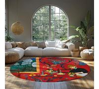 UERWOWELL Still LIfe Round Rug 120cm Classic Famous Painting The Harmony in Red Print Thin Floor Mats for Living Dining Room Kitchen Balcony