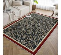 UERWOWELL Thin Kitchen Rugs 120x180cm Traditional Oriental Style Willow Leaf Print Indoor Door Mat for Entryway Bedroom Boho Style Carpet Easy Clean