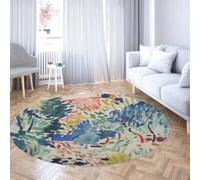 UERWOWELL Watercolor Art Round Rug 100cm Famous Painting The Landscape at Collioure Print Low Pile Floor Mats for Living Rooms Bedroom Office