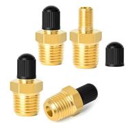 UESDU 4 Pcs Brass Air Inflator Adapter, Schrader Valve with 1/4" Male NPT Air Compressor Tank Fill Valve Tyre Inflator Valve Connector