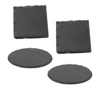 UESDU 4 PCS Slate, 15 x 15cm Basking Platform Slate Reptile Tortoise Accessories For Enclosure for Tortoise Lizard Snake Frog Gecko Snails(Black)