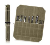 UESDU Knife Bags for Chefs, Chef Knife Bag with 7 Slots Heavy Waxed Knife Roll Bag for Traveling Camping Hiking Kitchen Knifes Roll Bag(Knives Not Included)